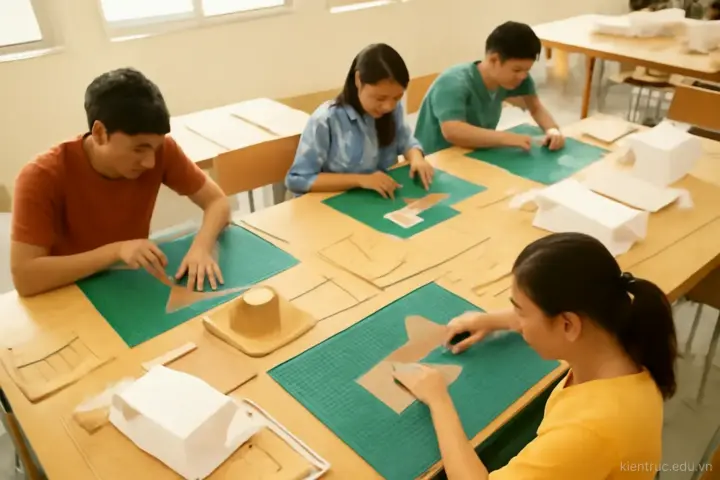 Năm nhất trường kiến trúc: đồ án đầu tiên, mô hình và cách không thức trắng