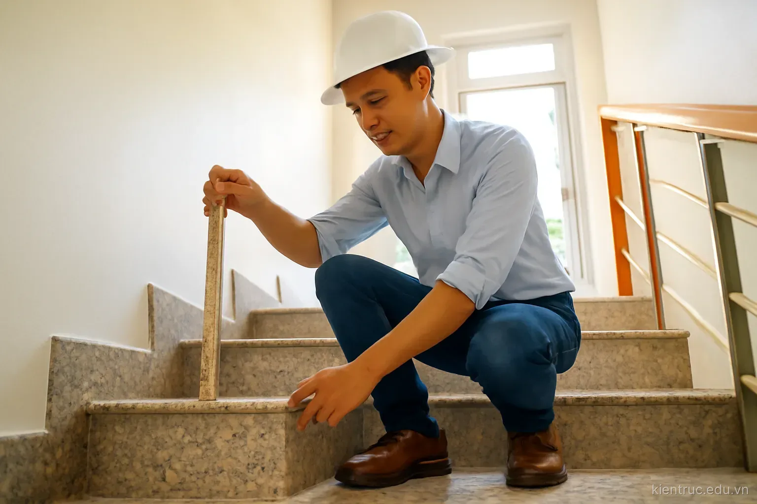 Cầu thang trong nhà ở: công thức 2h + b, chiếu nghỉ và khoảng thông đầu