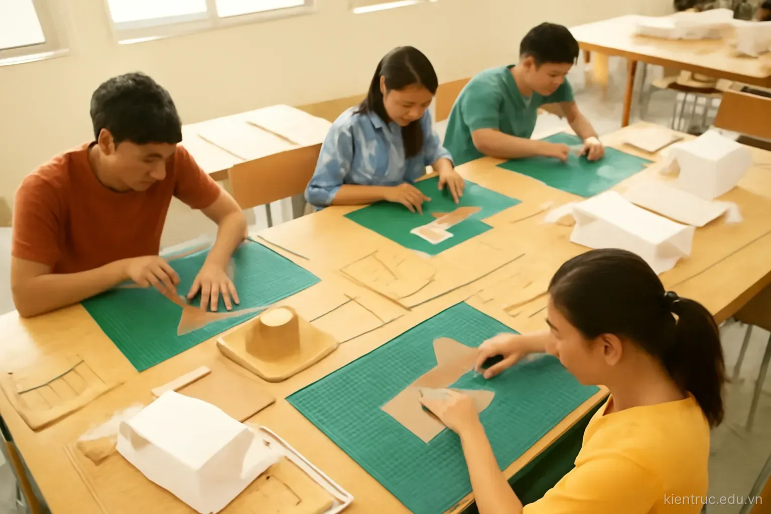 Năm nhất trường kiến trúc: đồ án đầu tiên, mô hình và cách không thức trắng